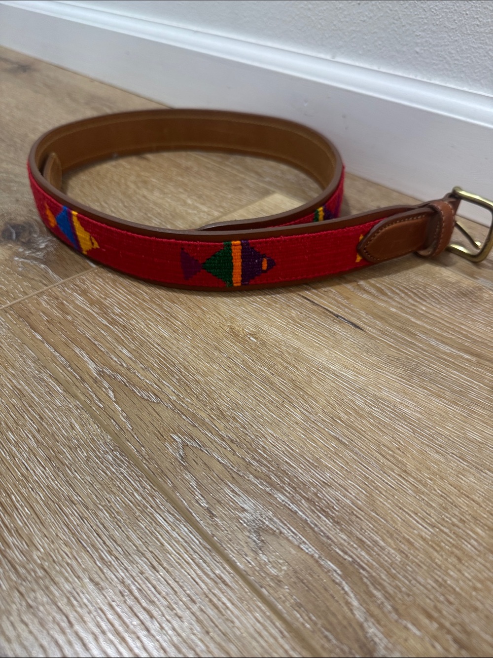 Vintage Orvis Embroidered Leather-Trim Women's fish Belt